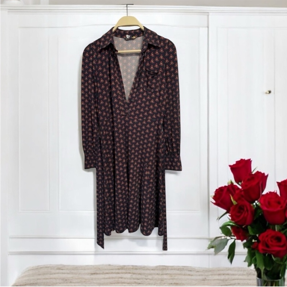 Brooks Brothers‎ Faux Wrap Knee Length Office Floral Dress Size XS Casual Travel